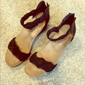 Luck black wedge heels sz 8